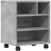 vidaXL Printerkastje met wielen 41x32x48 cm betongrijs