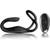 Rocks-Off - oplaadbare anaal vibrator met penisring (zwart)