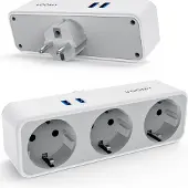 Voomy Split X3 - USB Wit - 2 USB-A &amp; 3 EU
