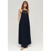 Superdry Lace Halter Maxistrandjurk Blauw Grootte: 44