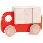 Bajo Houten Kleine Vrachtwagen Met Blokken - Geel