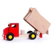 Bajo Houten Kiepwagen Rood met Geometrische Blokken - 26 cm