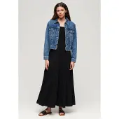 Superdry Gesmokte Maxi-cami-jurk Zwart Grootte: 42