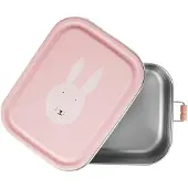 Trixie Brooddoos groot - Mrs. Rabbit - RSV Lunchbox voor kinderen - Makkelijk te openen Broodtrommel - 2 vakken - Groen - RVS
