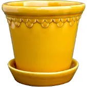 Bergs Potter Copenhagen Pot Met Schotel Geel Ø10 Cm - Bloempotten Keramiek Yellow - KCY10S