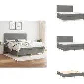 vidaXL Boxspring met matras kunstleer grijs 160x200 cm