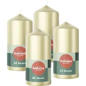 Bolsius - Gladde Stompkaarsen Zilver - 12cm - 4 stuks - Metallic