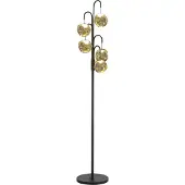 Highlight Vloerlamp Melina Zwart Met Amber Glas 5 Lichts