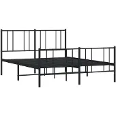 vidaXL Bedframe met hoofd- en voeteneinde metaal zwart 140x190 cm