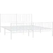 vidaXL Bedframe met hoofd- en voeteneinde metaal wit 200x200 cm