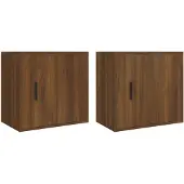 vidaXL Nachtkastjes 2 st wandgemonteerd 50x30x47 cm bruin eikenkleur