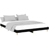 vidaXL Bedframe bewerkt hout zwart 150x200 cm