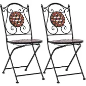 vidaXL Mozaïek klapstoelen, 2 stuks, bruin keramiek