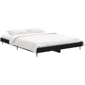 vidaXL Bedframe bewerkt hout zwart 135x190 cm