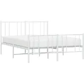 vidaXL Bedframe met hoofd- en voeteneinde metaal wit 140x200 cm