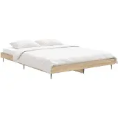 vidaXL Bedframe bewerkt hout sonoma eikenkleurig 135x190 cm