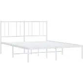 vidaXL Bedframe met hoofdbord metaal wit 160x200 cm