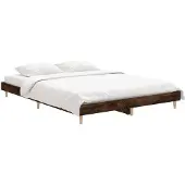 vidaXL Bedframe bewerkt hout gerookt eikenkleurig 135x190 cm