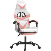 vidaXL Gamestoel met voetensteun kunstleer wit en roze