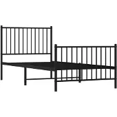 vidaXL Bedframe met hoofd- en voeteneinde metaal zwart 90x200 cm