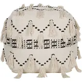 Beliani THONDI - Poef - Beige - 50 cm - Katoen