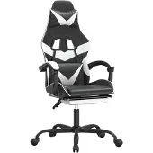 vidaXL Gamestoel met voetensteun kunstleer zwart en wit