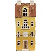Clayre & Eef Waxinelichthouder Huis 11x9x25 cm Geel Bruin Keramiek Theelichthouder Geel Theelichthouder