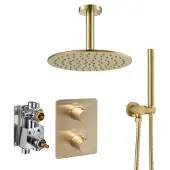 Ben Lavion 250 inbouw regendoucheset met plafondaansluiting Ø25cm geborsteld messing pvd