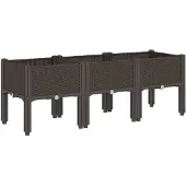 vidaXL Plantenbak met poten 120x40x42 cm polypropeen bruin