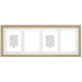 Deknudt Frames Multifotolijst hout naturel houtkleur met passe-partout voor 4 foto’s - 13 x 18 cm