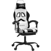 vidaXL Gamestoel met voetensteun kunstleer wit en zwart