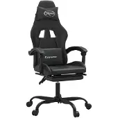 vidaXL Gaming stoel met voetsteun, zwart, kunstleer