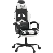 vidaXL Gaming stoel met voetsteun, draaibaar, zwart en wit, kunstleer