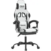 vidaXL Gamestoel met voetensteun kunstleer wit en zwart