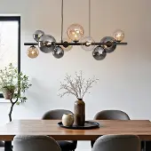 LumenXL 10-lichts hanglamp Deka - zwart met amber en smoke glas
