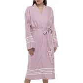 Lalay - hamam badjas Krem Sultan - rose pink - S - dames heren badjas - sauna badjas - dunne badjas - 100% gekamd katoen