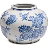 Goodwill Vaas Porselein Wit-Blauw H 26 cm Opening 12.5 cm