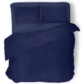 Eleganzzz Dekbedovertrek Flanel Uni - blauw 200x200/220cm