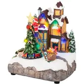 Kaemingk Kerstscene Kerstboom LED 16x19x22cm Multi multi Polyresin Kerstdorp