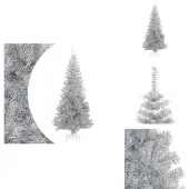vidaXL Kunstkerstboom met standaard, zilver, 210 cm, PET - Kerstbomen