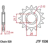 JT Sprockets Stalen geluidsvrij voorste tandwiel - 520