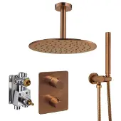 Ben Lavion 250 inbouw regendoucheset met plafondaansluiting Ø25cm geborsteld koper pvd