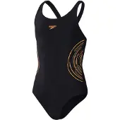 Speedo Placement Muscleback Swimsuit Zwart 9-10 Years Meisje