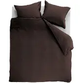 Ambiante Cotton Uni dekbedovertrek - Effen - Tweepersoons - 200x200/220 cm - Bruin