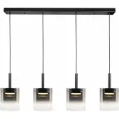 Highlight 5 Lichts Hanglamp Salerno Zwart Met Smoke Glas