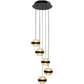 Highlight Hanglamp Dynasty Zwart 3 Lichts Amber Glas