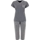 Pastunette Stippen en strepen katoenen pyjama | Maat S