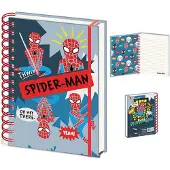 Pyramid Notitieboek Spider-Man Sketch - A5 Gelinieerd Ringband - Getekende Spider-Man Diverse Poses- Grijs & Blauw & Rood met Elastiek