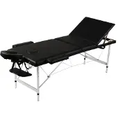 vidaXL Massagetafel met aluminium frame, opvouwbaar, 3 zones, zwart