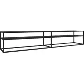 vidaXL Tv-meubel 220x40x40,5 cm gehard glas zwartmarmerkleurig